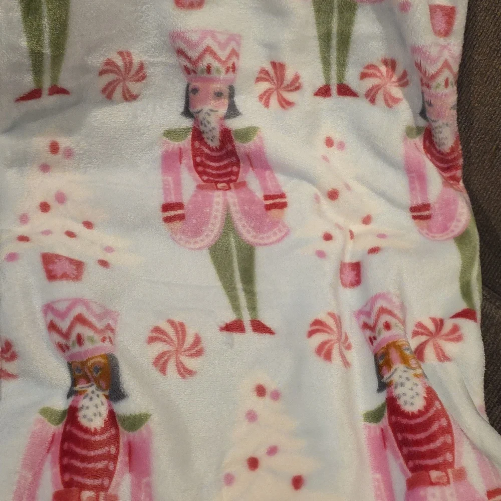 Pink Nutcracker Holiday Blanket-NWT